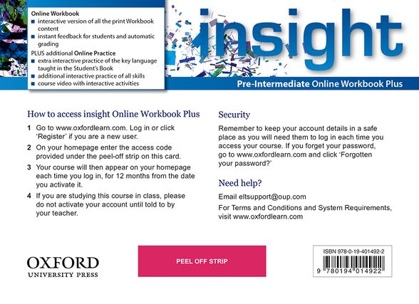 INSIGHT PRE-INTERMEDIATE ONLINE WORKBOOK ONLINE PRACTICE PLUS PACK