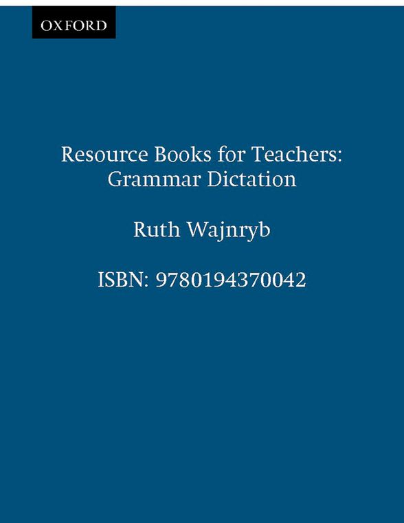EBOOKS RESOURCE BOOKS FOR TEACHERS GRAMMAR DICTATION